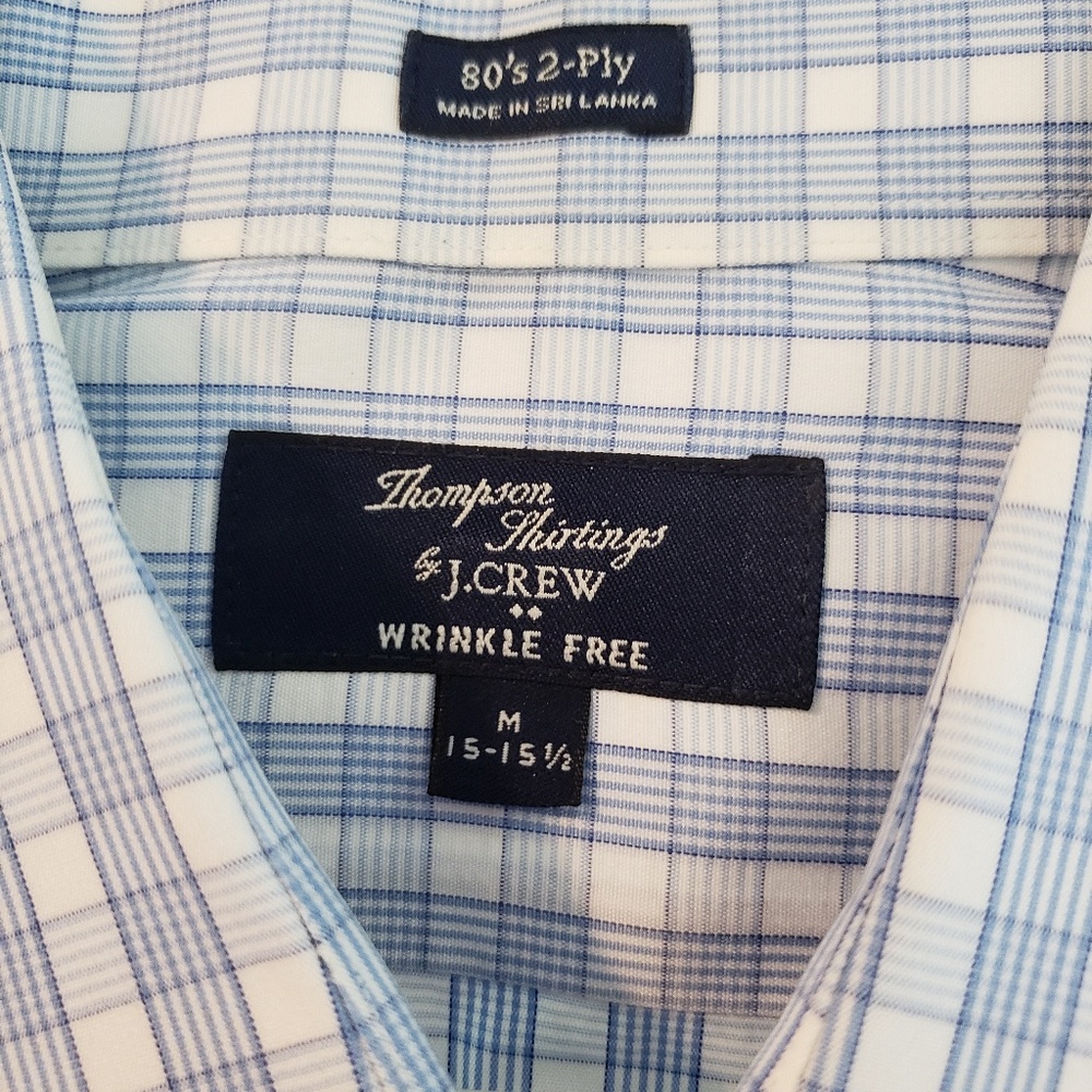 J Crew blue white plaid button down slim fit